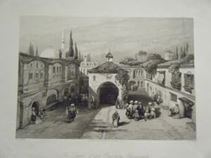 GRAVURE SUR ACIER 19ème LE SQUARE ET LA FONTAINE ADRIANOPLE TURQUIE