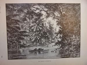 GRAVURE SUR BOIS VERS 1890 UN CANAL A BATAVIA INDES NEERLANDAISES