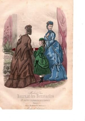 GRAVURE COULEUR MODES DE PARIS JOURNAL DES DEMOISELLES 3778 1870