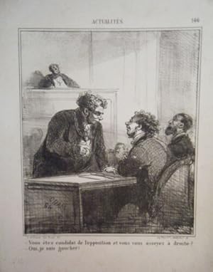 LITHOGRAPHIE DE CHAM 19ème ACTUALITES CANDIDAT DE L' OPPOSITION