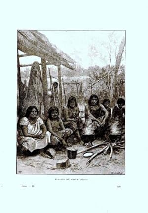 GRAVURE SUR BOIS 19ème INDIENS DU GRAND CHACO CHILI