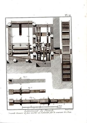 GRAVURE 18ème d' EPOQUE LAMINAGE DU PLOMB