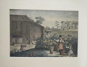 LITHOGRAPHIE COLLEE SUR CARTON MARIE LOUISE PRETE A ENCADRER 19ème LES VENDANGES