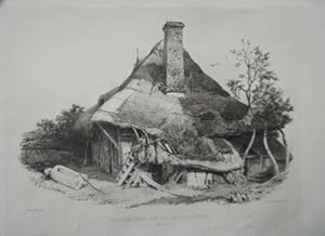 LITHOGRAPHIE SUR PAPIER CHINE 19ème CHAUMIERE DE LA BOURGOGNE