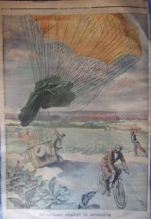 GRAVURE SUR BOIS 1894 PETIT JOURNAL AERONAUTIQUE CYCLISME EMPLOYE AEROSTATION
