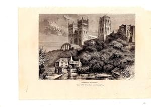 GRAVURE SUR BOIS 19ème CATHEDRALE DE DURHAM ANGLETERRE