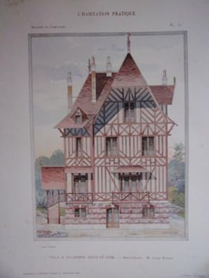 CHROMOLITHOGRAPHIE 1908 VILLA A VILLENNES ARCHITECTE LEON RIGONI