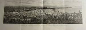 GRAVURE SUR BOIS ILLUSTRATION 1890 INCENDIE FORT DE FRANCE PANORAMA DESASTRE