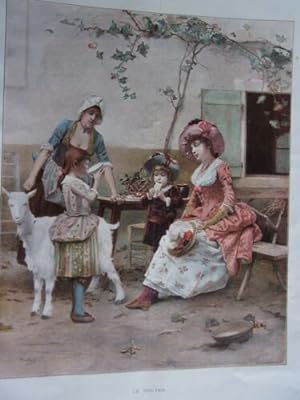 PLANCHE COULEUR ILLUSTRATION 1891 D' APRES TABLEAU DE PINCHART LE GOUTER
