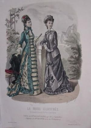 GRAVURE MODE ILLUSTREE 1878 N° 38 TOILETTES MME BREANT-CASTEL CHAPEAUX DELOFFRE