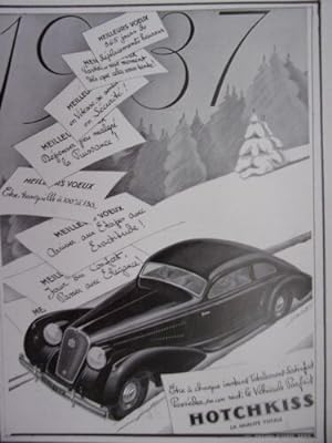 PLANCHE 20ème PUBLICITE AUTOMOBILES HOTCHKISS ANNEE 1937