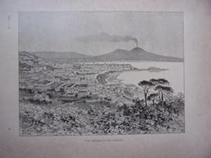 GRAVURE SUR BOIS VERS 1890 VUE GENERALE DE NAPLES ITALIE