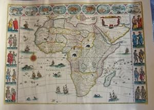 REPRODUCTION SUR PAPIER PARCHEMIN D'UNE CARTE GEOGRAPHIQUE BLAEU DE 1630 AFRIQUE