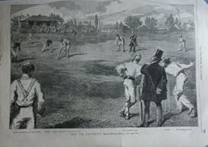 GRAVURE SUR BOIS 19ème JEU DE CRICKET DESSIN EDMOND MORIN