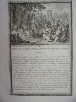 GRAVURE 18è D' EPOQUE SOINS SAINT LOUIS POUR ADMINISTRATION JUSTICE ANNEE 1277