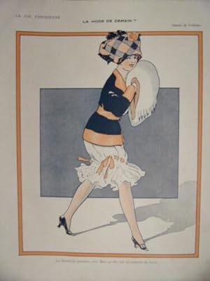 GRAVURE COULEUR FEVRIER 1911 D' APRES DESSIN FABIANO LA FEMME EN PANTALON