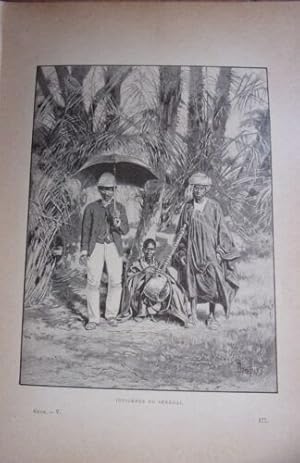 GRAVURE SUR BOIS VERS 1890 INDIGENES DU SENEGAL