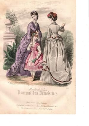 GRAVURE COULEUR MODES DE PARIS JOURNAL DES DEMOISELLES 3769 1870