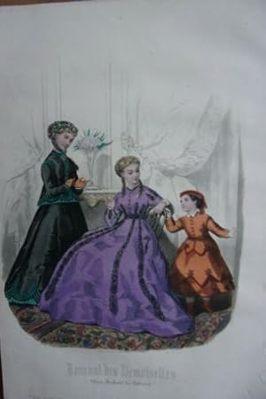 GRAVURE COULEUR MODES ENFANTINA JOURNAL DES DEMOISELLES N° XI NOVEMBRE 1867