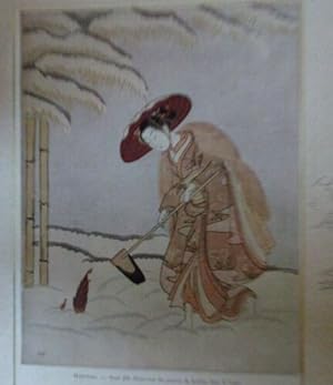 RETIRAGE 1906 D' APRES ESTAMPE JAPONAISE DE HARUNOBU JEUNE FILLE POUSSES BAMBOU