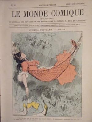 LE MONDE COMIQUE N° 90 VERS 1880 GRAVURE EN COULEUR DE ROBIDA SOUS LA FEUILLEE