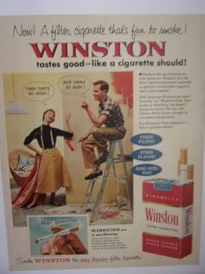 PLANCHE COULEUR 20ème PUBLICITE CIGARETTES WINSTON FLTER CIGARETTES