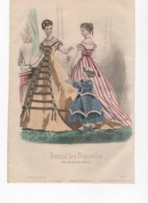 GRAVURE COULEUR MODES ENFANTINA JOURNAL DES DEMOISELLES N° 11 FEVRIER 1867