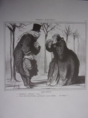 RETIRAGE 20ème D' APRES LITHOGRAPHIE DE DAUMIER CROQUIS PARISIENS PARIS GRIPPE