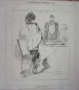 LITHOGRAPHIE DE GREVIN 19ème FANTAISIES PARISIENNES DIRECTEUR THEATRE