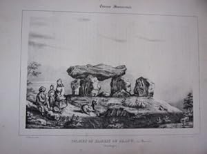 LITHOGRAPHIE 19ème GUIENNE MONUMENTALE DOLMEN DU HAMEAU DU BLANC DORDOGNE