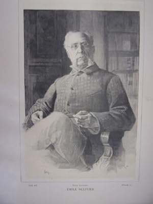 GRAVURE SUR BOIS 19ème EMILE OLLIVIER HOMME D' ETAT DEPUTE