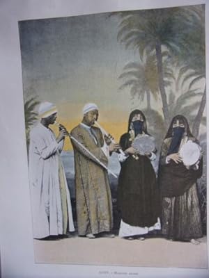 PLANCHE COULEUR VERS 1890 MUSICIENS ARABES EGYPTE