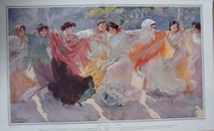 PAGE COULEUR ILLUSTRATION 1912 D' APRES TABLEAU DE CHECA DANSEUSES ESPAGNOLES