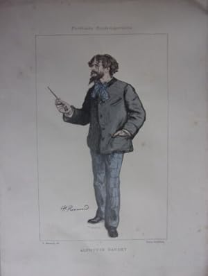 LITHOGRAPHIE DE RENOUARD FIN 19ème PORTRAITS CONTEMPORAINS ALPHONSE DAUDET