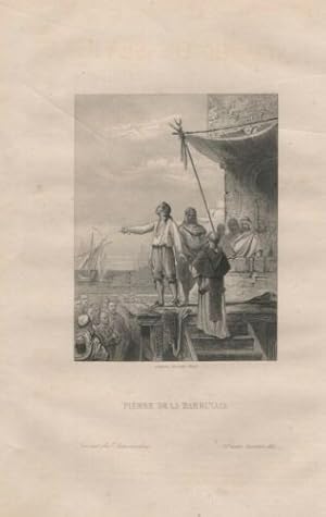 GRAVURE SUR ACIER 19è PIERRE DE LA BARBINAIS CAPITAINE DE VAISSEAU NE A ST MALO