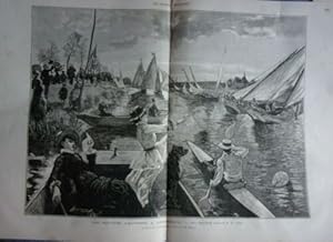 GRAVURE SUR BOIS 19ème REGATES D AUTOMNE A ARGENTEUIL DERNIERES COURSES A VOILE