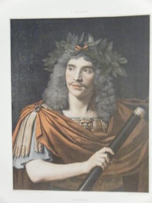 PLANCHE COULEUR 1897 APRES TABLEAU MIGNARD MOLIERE DANS LE ROLE DE JULES CESAR