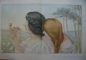 PLANCHE COULEUR ILLUSTRATION 1903 d' APRES OEUVRE HENRY MOTTEZ TANAGREENNES