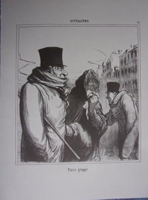 RETIRAGE 20ème D' APRES LITHOGRAPHIE DE DAUMIER SERIE ACTUALITES PARIS GRIPPE