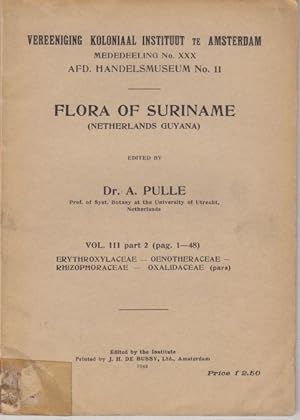 Imagen del vendedor de FLORA OF SURINAME(Netherland Guyana). Vol. III part. 2 (pag. 1 - 48). Erythroxylaceae - Oenotheraceae - Rhizophoraceae - Oxalidacae (pars) a la venta por Riverow Bookshop