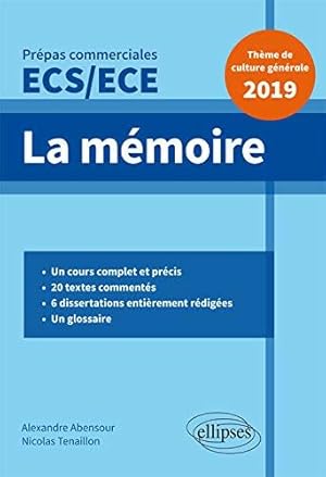 Bild des Verkufers fr La mmoire - preuve de culture gnrale - Prpas commerciales ECS / ECE 2019 zum Verkauf von Dmons et Merveilles