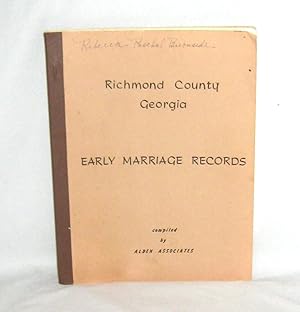 Richmond County Georgia Early Marriage Records