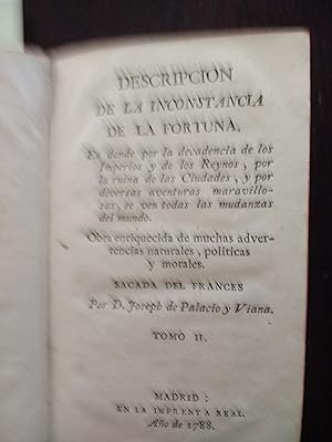 Seller image for DESCRIPCION DE LA INCONSTANCIA DE LA FORTUNA. En donde por la decadencia de los Imperios.TOMO II for sale by LIBRERIA CLIO