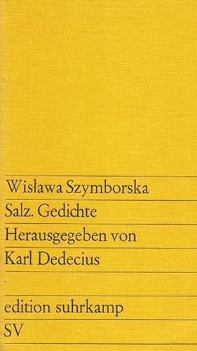 Bild des Verkäufers für Salz. Gedichte. Hrsg. Dedecius, Karl Redaktion: Günther Busch. zum Verkauf von La Librería, Iberoamerikan. Buchhandlung