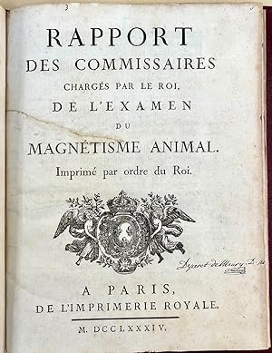 Image du vendeur pour Rapport des commissaires chargs par le roi, de l'examen du magntisme animal. 4to ed mis en vente par Jeremy Norman's historyofscience