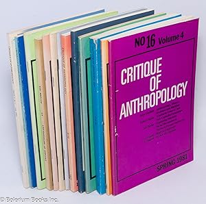 Seller image for Critique of anthropology [13 issues] for sale by Bolerium Books Inc.