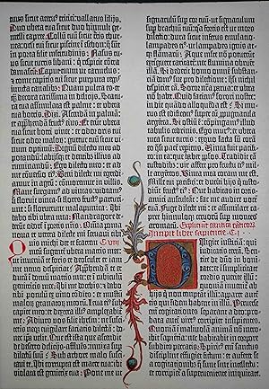 Facsimile leaf of Gutenberg Bible.