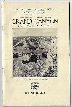 Circular of General Information Regarding Grand Canyon National Park, Arizona