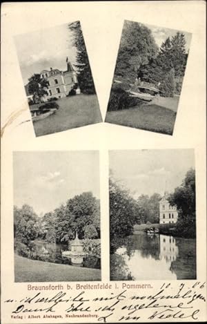 Ansichtskarte / Postkarte Bród Braunsforth Kreis Saatzig Pommern, Gutshaus von Wedel, Park
