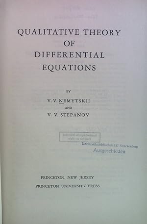 Seller image for Qualitative Theory of Differential Equations. Princeton Mathematical Series for sale by books4less (Versandantiquariat Petra Gros GmbH & Co. KG)
